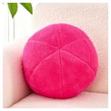 Uvvyui Hot Pink Ball Pillow, 8 Cute Mini Round Throw Pillow Faux Rabbit Fur Room Decorative Throw Pillow, Ball Shaped Pillow Plush Cushion for Couch, Sofa, Bedroom