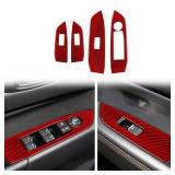 nuoozy Carbon Fiber Door Window Control Switch Button Frame Panel Cover Trim Compatible with Mazda CX-5 2017 2018 2019 2020 2021 2022 Interior Accessories Red (4Pcs)