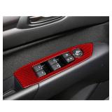 nuoozy Carbon Fiber Door Window Control Switch Button Frame Panel Cover Trim Compatible with Mazda CX-5 2017 2018 2019 2020 2021 2022 Interior Accessories Red (4Pcs)