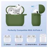 Meliya for AirPods 4 Case Cover 2024 with Lanyard & Keychain, Soft Silicone Protective Case for Apple AirPods 4th Generation, Full Protection, Support Wireless Charging (Green)