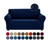 Joccun Stretch Loveseat Couch Cover Slipcover, 1-Piece Sofa Cover for 2 Cushion Couch Spandex Jacquard Washable Furniture Protector Cover for Living Room,Kids,Pets Loveseat,Navy