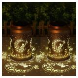 Mothers Day Gifts for Mom Grandma - Birthday Gifts for Women, 2 Pack Cat Solar Lights Outdoor Waterproof, Decoration Outside for Outdoor, Yard, Garden Decor Solar Lantern