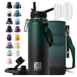 DYSANKY Insulated Water Bottle | Thickened Stainless Steel Vacuum Metal | Portable Sports Water Jug for Gym and Hiking with Straw, Carrier Bag, Handle Strap | BPA-Free 40 oz