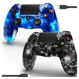 2 Pack Wireless Controller for PS4, Controller for Sony PlayStation 4, Double Shock 6-Axis Motion Sensor, Sensitive Touch Pad, Built-in Speaker & 3.5mm Headset Jack, Compatible with PS4/Pro/Slim