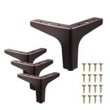AODIOU Furniture Legs Brown Metal feet: Cabinet Legs 4 Inch Vintage Sofa Replacement Legs for Furniture Set of 4
