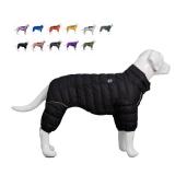 LoveLongLong Dog Coat - Warm Jacket, 4-Legs Covered Waterproof Windproof Reflective Dog Vest, Zippered Adjustable Outdoor Snow Jacket for Small to XXL Dogs, Black