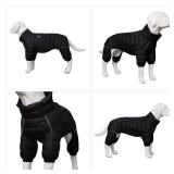 LoveLongLong Dog Coat - Warm Jacket, 4-Legs Covered Waterproof Windproof Reflective Dog Vest, Zippered Adjustable Outdoor Snow Jacket for Small to XXL Dogs, Black