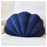 Lfsaaj Navy Seashell Throw Pillows, Shell Shaped Throw Pillows, 13 Inch Soft Home Decorative Pillow Plush Cushion for Bed Couch Living Sofa Room Decor Accent Throw Pillow