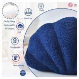 Lfsaaj Navy Seashell Throw Pillows, Shell Shaped Throw Pillows, 13 Inch Soft Home Decorative Pillow Plush Cushion for Bed Couch Living Sofa Room Decor Accent Throw Pillow