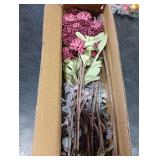 Burgundy Pompon Mum Artificial Flowers with Eucalyptus 10 Bundles Fake Silk Flowers for Vase , 21 Long Stems for Christmas Table Centerpieces, Winter Floral Arrangements & Rustic Home Decor