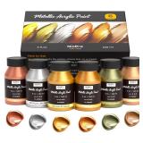 Nicpro Acrylic Paint Metallic, 6 Colors Gold, Silver, Copper, Brass, Bronze, DeepGold, 24oz/720ml Gold Leaf Paint, Non Toxic, Non Fading Paints for Art Painting, Handcrafts, Ideal for Multi-surface