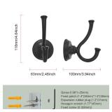 TUNNY Towel Hook Bathroom-2 Pack Matte Black Double Robe/Towel Hook Wall Mounted Hook for Bathroom Bedroom Kitchen