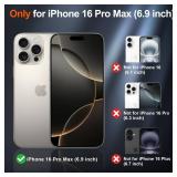 SUPFINE Magnetic for iPhone 16 Pro Max Case (Compatible with MagSafe) (Military Grade Drop Protection) Translucent Matte Shockproof Phone Cover, Black