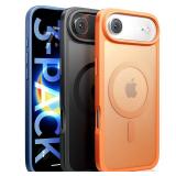 LISEN 2-Pack Magnetic Shockproof for iPhone Air Case Slim [Fit for MagSafe][Military Grade Drop Protection] Translucent Matte Phone Case for i Phone 17 Air, Cosmic Orange, Space Black, Deep Blue MISSI