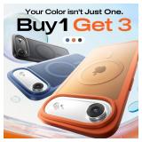 LISEN 2-Pack Magnetic Shockproof for iPhone Air Case Slim [Fit for MagSafe][Military Grade Drop Protection] Translucent Matte Phone Case for i Phone 17 Air, Cosmic Orange, Space Black, Deep Blue MISSI