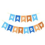 Blue and Orange Birthday Banner, Happy Birthday Banner Blue Party Decorations for Boys Kids 1st Birthdays Decor