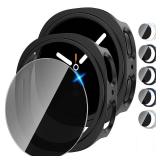 Tensea [4 Pack for Samsung Galaxy Watch 8 Screen Protector Case 44mm Accessories, Hard PC Bumper/HD Anti-Fog Tempered Glass Protective Film, Face Cover Set, Galaxy Watch 8 Case for Women Men