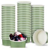 Maxdot 3oz Dessert Cups, Disposable Ice Cream Cups, Paper Frozen Yogurt Bowls, for Hot and Cold Foods, Suitable for Gelato or Mousse(Sage Green)