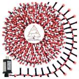 2025 New Christmas Cluster Lights 800 LED Flowing Twinkling, Firecracker Fairy Lights with 15 Modes & Timer, Waterproof Christmas String Light for Indoor Outdoor Xmas Tree Party Garden Red and White