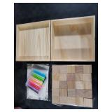 Draupnir  Fun Baby Shower Games Sign Kit Babies Coloring Blocks for Baby Shower, Wooden DIY Blank Blocks Freehand Painting with  Paint Markers