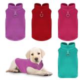 4 Pcs Dog Fleece Vest Sweater Winter Warm Dog Sleeveless Jacket Soft Pullover Fleece Cold Weather Coat Hoodie with D-Ring Leash for Small Medium Dogs Unisex (Purple, Blue, Rose, Red, Medium)
