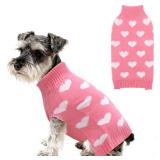 PAYHTOW Valentines Dog Sweater, Knit Pet Small Dog Sweater Holiday Valentines Day Outfit Clothes for Small Medium Large Dogs Pets (Pink, Large)