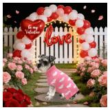 PAYHTOW Valentines Dog Sweater, Knit Pet Small Dog Sweater Holiday Valentines Day Outfit Clothes for Small Medium Large Dogs Pets (Pink, Large)