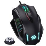 Redragon M908 Impact RGB LED MMO Gaming Mouse with 12 Side Buttons, Optical Wired Ergonomic Mouse with Max 12,400DPI, High Precision, 18 Programmable Macro Shortcuts, Comfort Grip