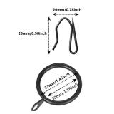 20 Pieces Metal Drapery Curtain Rings Curtain Hanging Rings and 20 Pieces Metal Curtain Drapery Pin Hooks for Window Door Shower Curtain, 30 mm/1.18 inch Internal Diameter (Black)