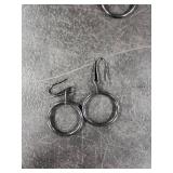 20 Pieces Metal Drapery Curtain Rings Curtain Hanging Rings and 20 Pieces Metal Curtain Drapery Pin Hooks for Window Door Shower Curtain, 30 mm/1.18 inch Internal Diameter (Black)