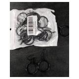 20 Pieces Metal Drapery Curtain Rings Curtain Hanging Rings and 20 Pieces Metal Curtain Drapery Pin Hooks for Window Door Shower Curtain, 30 mm/1.18 inch Internal Diameter (Black)