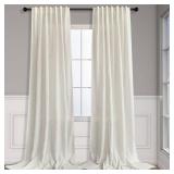 Pitalk 90 Inch Curtains 2 Pc Cream Ivory Curtain Panels 42 In Wide Back Tab Loop Pocket Energy Efficient Sheer Linen Drape for Dining Room Living Farm Country House Villa Home Office Study W 42 x L 90
