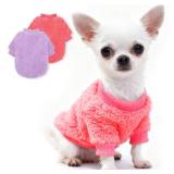 2 Pack Dog Sweaters for Small Dogs Girl Boy Winter Fleece Dog Clothes for Chihuahua Yorkie, Warm Soft Puppy Sweater, Dog Sweatshirt Outfit for Teacup Dogs Female Male Cats Pet Apparel, XS