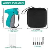 BEVTEE Price Tagging Guns for Clothes, Retail Price Tag Attacher Guns for Clothing (Not Stitch Gun), Includes 5 Needles, 1008 Barbs Fasteners, 1 Hard EVA Bag(Green)
