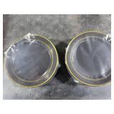 NOCCUR 200PCS Black and Gold Plastic Plates for 100 Guests - Include 100PCS 10 Dinner/ 100PCS 7 Dessert Disposable Plates Heavy Duty - Ideal for Party/Birthday/New Year