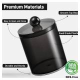 4 Pack Acrylic Qtip Holder Dispenser for Cotton Swabs, Balls, Pads, Floss Picks- Clear Plastic Canister Apothecary Jar Set, Bathroom Essentials Accessories Decor Vanity Makeup Storage Organizer -Black
