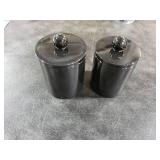 4 Pack Acrylic Qtip Holder Dispenser for Cotton Swabs, Balls, Pads, Floss Picks- Clear Plastic Canister Apothecary Jar Set, Bathroom Essentials Accessories Decor Vanity Makeup Storage Organizer -Black