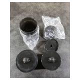 4 Pack Acrylic Qtip Holder Dispenser for Cotton Swabs, Balls, Pads, Floss Picks- Clear Plastic Canister Apothecary Jar Set, Bathroom Essentials Accessories Decor Vanity Makeup Storage Organizer -Black