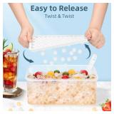 WIBIMEN Mini Ice Cube Trays, 0.55 Tiny Pebble Ice for Iced Coffee & Cocktails, Fast Chill, Easy Twist Release, Stackable with Lid & Storage Bin (4 Pack, White)