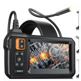 Endoscope Camera with Light, Inspection Borescope Camera with 4.3 IPS Screen, 1920P HD with 8 LED Lights, 16.5FT Semi-Rigid Cord Bore Scope, IP67 Waterproof Endoscope for Sewer, Tools(Orange)