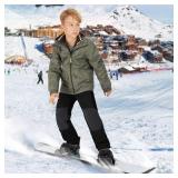 Jessie Kidden Kids Boys Girls Youth Waterproof Windproof Hiking Ski Snow Pants Elastic Waist Warm Insulated Fleece Lined Winter Pants (16010 Black, 14-16 Years)