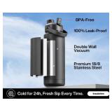 POWCAN 32 oz Insulated Water Bottle with 2-in-1 Straw and Spout Lid, Keep Cold 24H, Leak-Proof, BPA-Free, Double Wall Stainless Steel Water Bottle for Sports, Gym, Travel, and School (Dark Knight). Mi