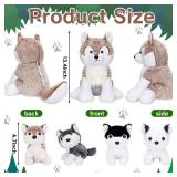 Miguelina 5PCS Wolf Plush Toys - 13.4 Inch Wolf Mom with Little Mini Babies Stuffed Animal Plush Huggable Cuddly Fluffly Wolf Plushie Family Set Easter Gifts
