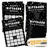 WOODAMORE Happy Birthday Bingo  Adults Party Games, Word Scramble, Fun Games