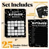 WOODAMORE Happy Birthday Bingo  Adults Party Games, Word Scramble, Fun Games