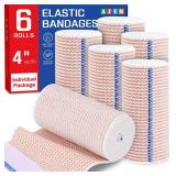 AZEN Premium Pack Elastic Bandage Wrap 4 Inch, Compression Wrap Bandage for Legs, Lymphedema Wraps for Legs, Ankle, Knee, Tummy, Body, Latex-Free