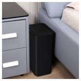 TIPGO Bathroom Trash Can with Lid, 10 Liter/ 2.6 Gallon Slim Garbage Can, Small Trash Bin Waste Basket with Pop-Up Lid for Kitchen, Bedroom, Living Room, Office (Black)