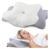 DONAMA Cervical Pillow for Neck and Shoulder,Contour Memory Foam Pillow,Ergonomic Neck Support Pillow for Side Back Stomach Sleepers with Pillowcase-Standard Size