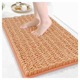 Arotive Luxury Chenille Bathroom Rug Mat, Extra Soft Thick Absorbent Shaggy Bath Rugs, Non-Slip Machine Wash Dry, Plush Bath Mats for Bathroom, Shower and Tub, 24x16, Peach