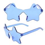 Coufce 2 Pcs Star Shape Sunglasses Transparent Rimless Sunglasses Ideal for Bachelorette Parties, Photo Booth Props Trendy Eyewear for Fun Events and Cute Outfits(Purple, Red)